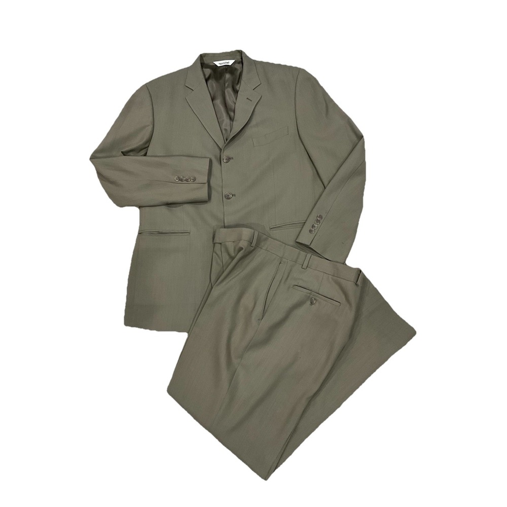Pronto Uomo Platinum Wool‎ 2 Pc Suit Sport Coat (42 Reg) / Pants (38 X 31) Beige